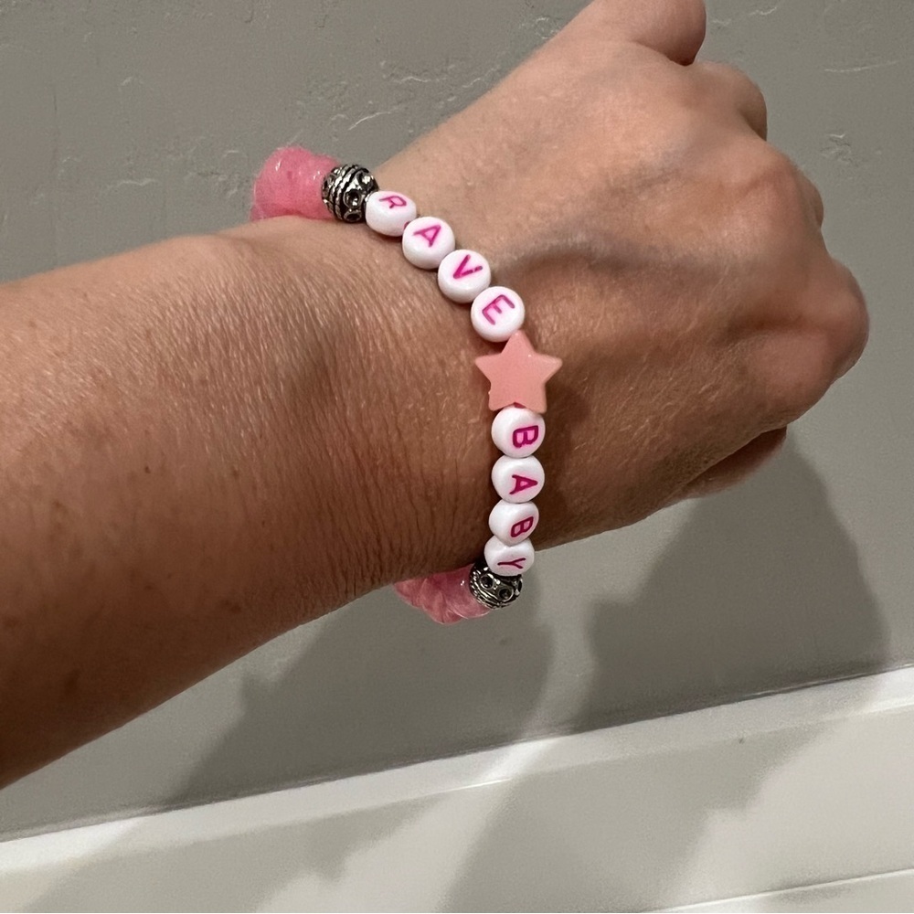 Kandi Swiftie glow in the dark festival concert bracelet RAVE BABY, OOAK